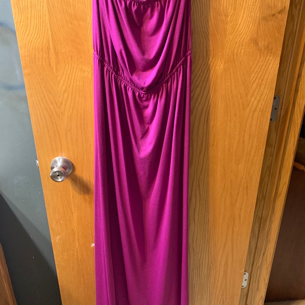 Magenta Strapless Maxi Dress